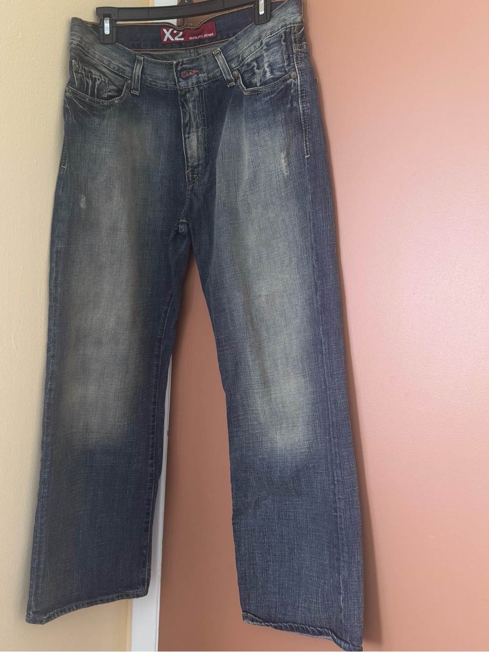 X2 Denim M22 Classic Jeans Mens W33 L30 Regular Rise Bootcut Blue Faded Cotton